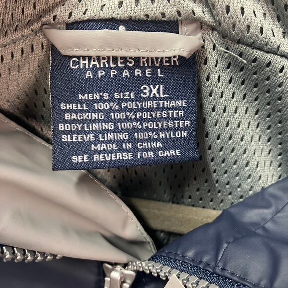 Charles River Men New Englander Rain Jacket Navy Blue 3XL Dot Safety Driven Logo - Picture 7 of 16
